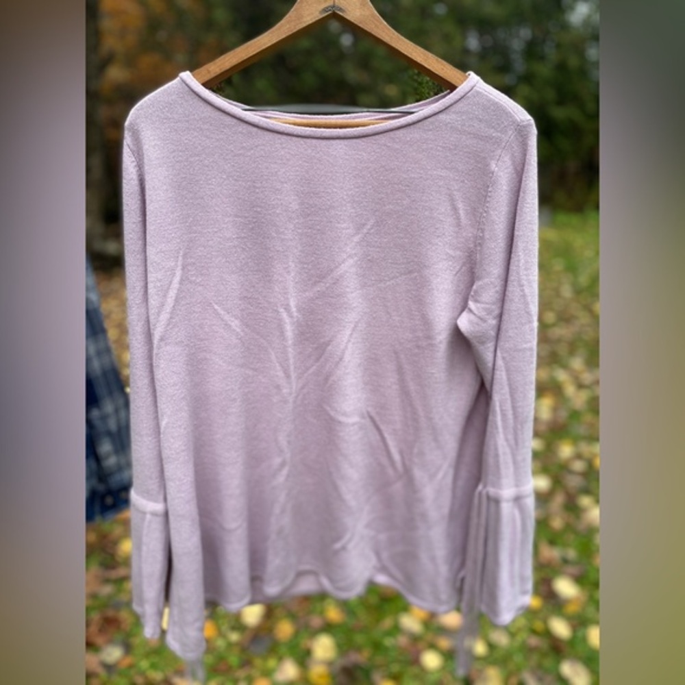 Roz & Ali Lavender/Dusty Rose Scoop Neck Sweater
